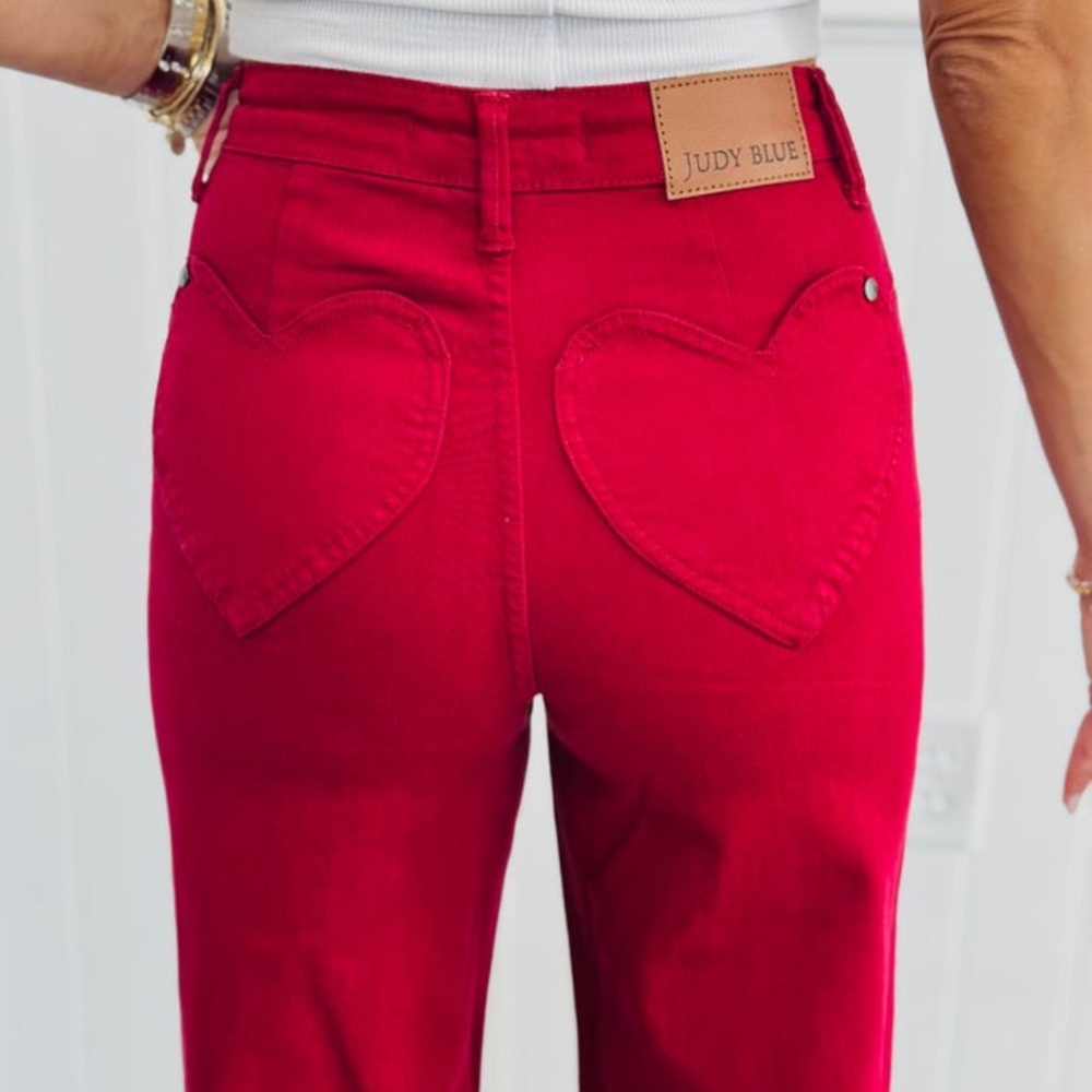 NWT Judy Blue Women's Red Heart Pocket Jeans